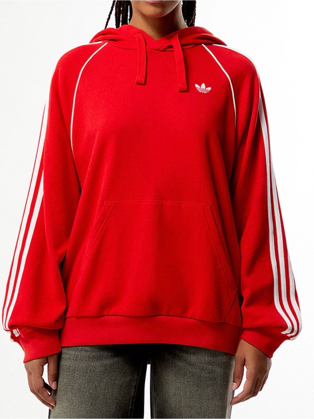 adidas Red SST 3 Stripes Hoodie